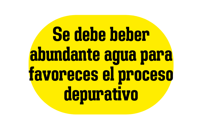 Se debe beber abundante agua para favoreces el proceso depurativo